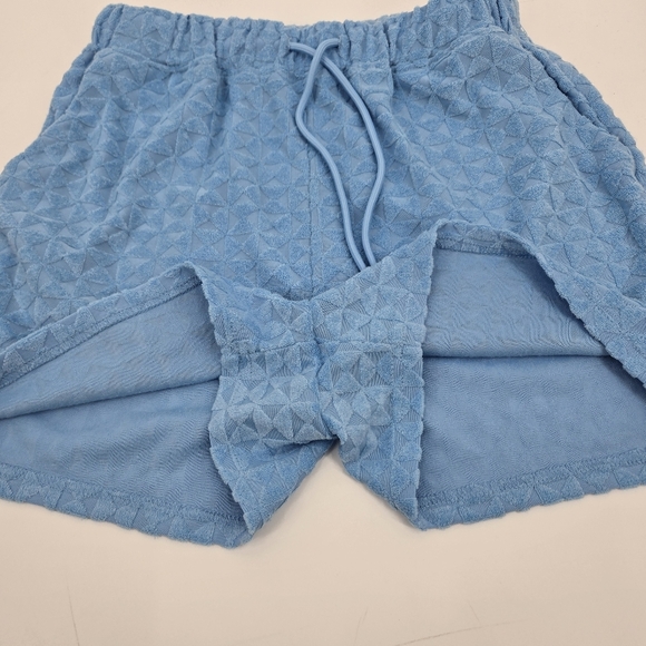 Textured Terry Cloth 7 For All Man Kind Blue Drawstring Shorts Size:Small - Picture 5 of 10